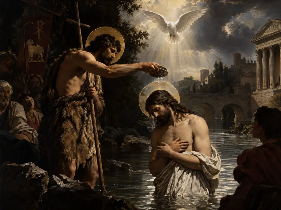 Die Taufe Jesu, im Stil von Caravaggio