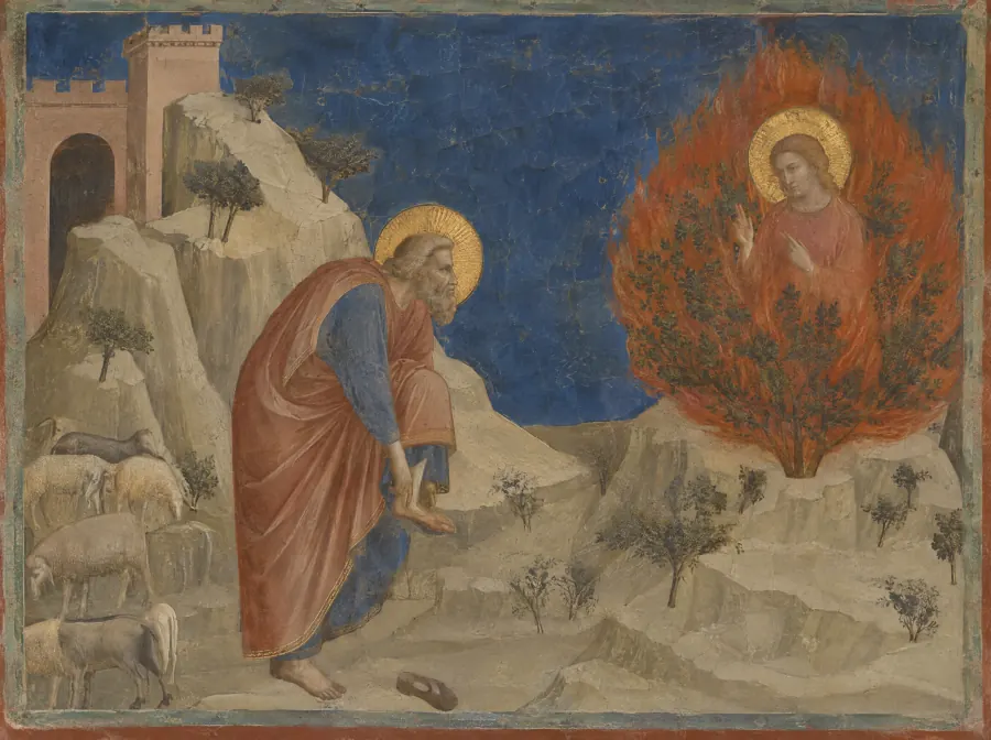 Moses und der brennende Dornbusch, im Stil von Giotto