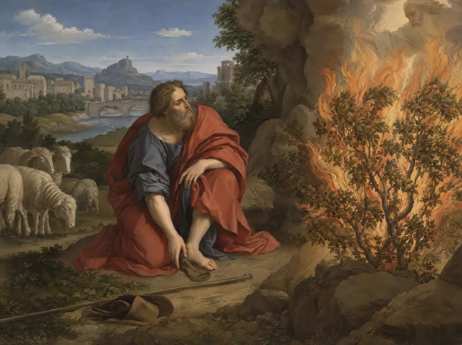 Mosè e il roveto ardente, nello stile di Raffaello