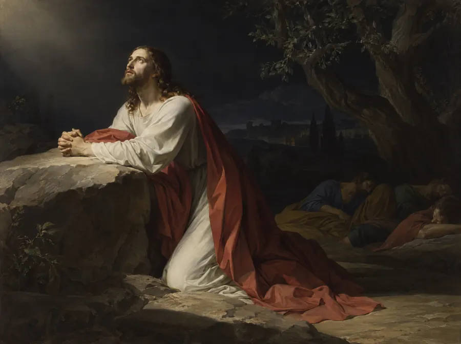 Jesus no Getsêmani, no estilo de Jacques-Louis David