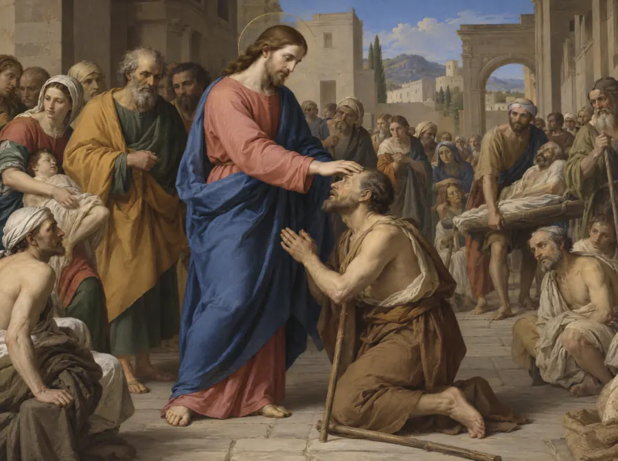 Jezus geneest de zieken, in de stijl van Rafaël