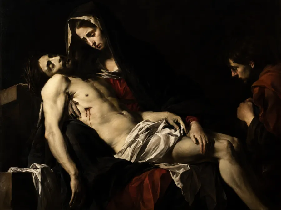 De Pietà, in de stijl van Caravaggio