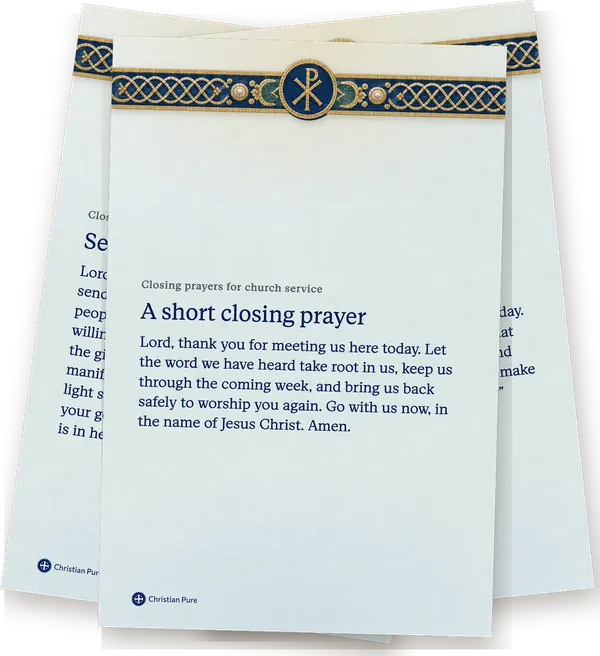 Closing prayers for church service, printed one to a page
