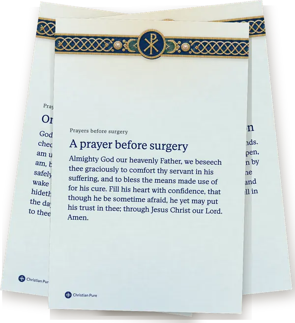 Prayers before surgery, printed one to a page