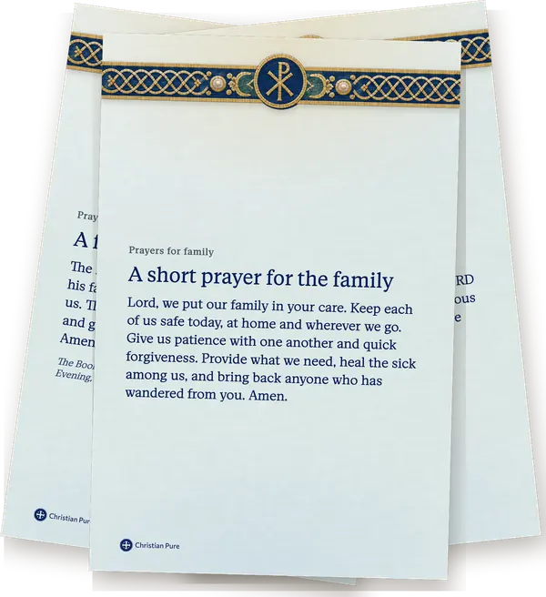Prayers for family, printed one to a page