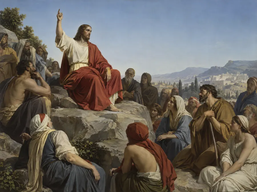 O Sermão da Montanha, no estilo de Jacques-Louis David