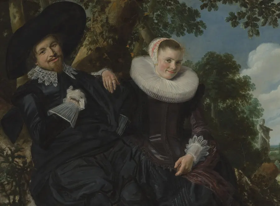 Marriage Portrait of Isaac Abrahamsz Massa and Beatrix van der Laen (Portrait of a Couple in a Landscape), by Frans Hals